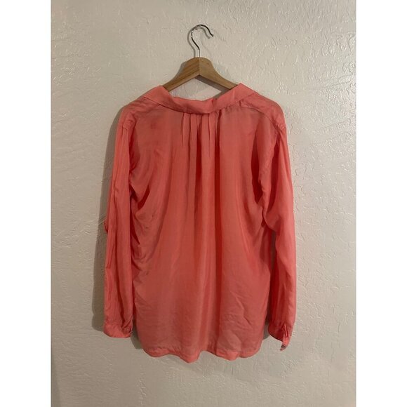 Johnny Was Pete & Greta Silk Salmon Long Sleeve Blouse - Picture 10 of 11